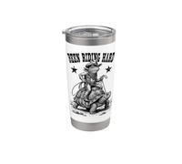 Divertente Rana Cowboy Tartaruga Stato Cavalcando Difficile Selvaggio West Bicchiere termico in acciaio inox doppia parete