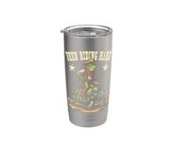Divertente Rana Cowboy Tartaruga Stato Cavalcando Difficile Selvaggio West Bicchiere termico in acciaio inox doppia parete