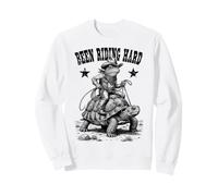 Divertente Rana Cowboy Tartaruga Stato Cavalcando Difficile Selvaggio West Felpa