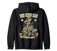 Divertente Rana Cowboy Tartaruga Stato Cavalcando Difficile Selvaggio West Felpa con Cappuccio
