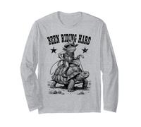 Divertente Rana Cowboy Tartaruga Stato Cavalcando Difficile Selvaggio West Maglia a Manica