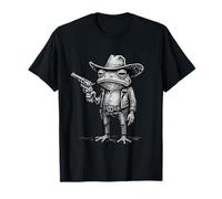 Divertente Rana da Cowboy con Cappello e Revolver Design Maglietta
