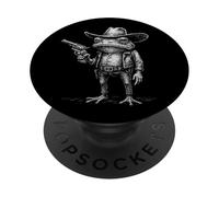 Divertente rana da cowboy con cappello e revolver design PopSockets PopGrip Adesivo