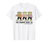 Divertente Rana di Halloween The Swamp Sent Us Zombie Monster Fun Maglietta