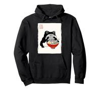 Divertente Rana scontrosa Ramen Sumi-e Kawaii Pittura a Inchiostro Giapponese Felpa con Cappuccio