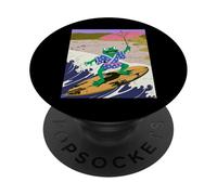 Divertente rana surf onda kimono parasole umorismo giapponese PopSockets PopGrip Adesivo