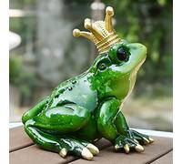 Divertente Rana Verde che indossa Figurine Corona Arte Scultura Animale per