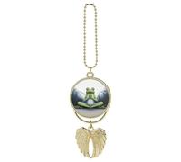 Divertente rana yoga appeso ornamento per specchietto retrovisore ciondolo regalo fortunato ornamento da appendere divertente ciondolo auto per ufficio decorazione domestica in stile dorato