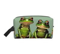 Divertente rane verdi borse cosmetiche per le donne piccola borsa di trucco per la borsa del sacchetto di trucco del sacchetto di trucco di viaggio con la chiusura, Rane verdi divertenti, Taglia unica