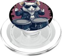 Divertente ratto bianco con tamburi per una scanalatura del partito PopSockets PopGrip per MagSafe