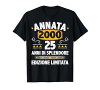 Divertente Regali Di Compleanno Regalo Uomo Donna - Annata 2000 Anni 25 Compleanno Uomo - Maglietta Vintage Annata 2000 - Regalo Uomo Anni 25 Compleanno 2000 - Nero, S