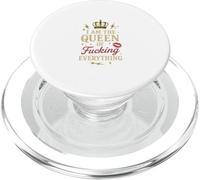 Divertente regalo artistico con scritta "I am the Queen of Fucking Everything" PopSockets PopGrip per MagSafe
