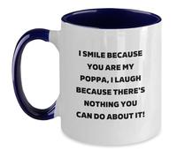 Divertente regalo da uomo, tazze di laurea uniche per Poppa, I Smile Because You Are My Poppa, Poppa Tazza da caffè bicolore