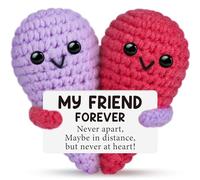 Divertente regalo di compleanno per donne, con scritta "My Forever Friends", regalo di amicizia per donne, ragazze, piccole cose carine fatte a mano a maglia, supporto emotivo positivo all'uncinetto