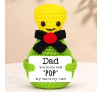 Divertente regalo di compleanno per papà da moglie, figlia, figlio, simpatico regalo di compleanno fatto a mano all'uncinetto per papà con biglietto positivo, è My Hero Small Decor