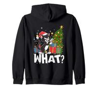 Divertente regalo gatto nero che spinge l'albero di Natale sopra il gatto Cosa? Felpa con Cappuccio