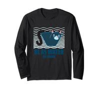 Divertente Regalo per Gli Amanti dei Gatti, con Scritta Be As Water My Friend Maglia a Manica