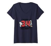 Divertente Regalo per Il 34° Compleanno: I Demand a Recount! Maglietta con Collo a V, Donna, Navy, M
