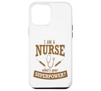 Divertente regalo per infermiere Superpower marrone pieno Custodia per iPhone 12 Pro Max