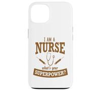 Divertente regalo per infermiere Superpower marrone pieno Custodia per iPhone 13