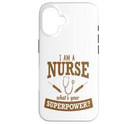 Divertente regalo per infermiere Superpower marrone pieno Custodia per iPhone 16