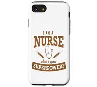 Divertente regalo per infermiere Superpower marrone pieno Custodia per iPhone SE (2020) / 7/8