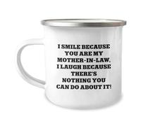 Divertente regalo per la mamma, con scritta "I Smile Because You Are My Mom-in-law", regalo unico per lei, tazza da campeggio di amici