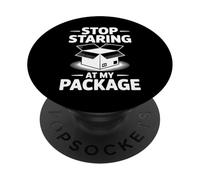 Divertente regalo umoristico con scritta "Stop Staring at My Package PopSockets PopGrip Adesivo