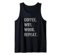 Divertente Regalo WFH Coffee WiFi Work Repeat Remote Worker Canotta