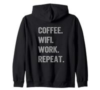Divertente Regalo WFH Coffee WiFi Work Repeat Remote Worker Felpa con Cappuccio