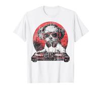Divertente Retro Cool House DJ Shih Tzu Dog Disco Cuffia Tech Maglietta