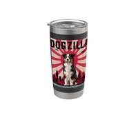 Divertente retrò giapponese Dogzilla Australian Shepherd Dog Lover Bicchiere termico in acciaio inox doppia parete