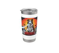 Divertente retrò giapponese Dogzilla Border Collie amante dei cani Bicchiere termico in acciaio inox doppia parete