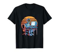 Divertente Retro Robot Codifica Schermo del Computer Maglietta