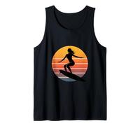 Divertente Retro Surfer Girl Tramonto Silhouette Donne Canotta