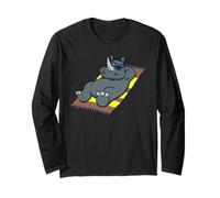 Divertente Rinoceronte Che Prende Il Sole Cartone Animato, Simpatico Animale Rilassante Maglia a Manica
