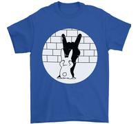 Divertente Rock N Rotolo Saluto Coniglio Silhouette Uomo T-Shirt 100% Cotone