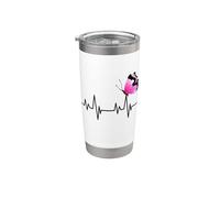 Divertente rosa farfalla battito cuore linea passione per le farfalle Bicchiere termico in acciaio inox doppia parete