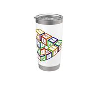 Divertente Rosso Blu Giallo Verde Blocchi Giocattolo Triangolo Cartoon Bicchiere termico in acciaio inox doppia parete