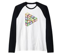 Divertente Rosso Blu Giallo Verde Blocchi Giocattolo Triangolo Cartoon Maglia con Maniche Raglan