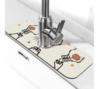 Divertente rubinetto a forma di cranio di danza di Halloween per lavello da cucina tappetino per rubinetto lavello cucina assorbente ad asciugatura rapida tappeto di drenaggio carino