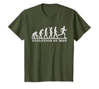 Divertente Running Runner Evolution Man Maglietta, Bambini, Oliva, 6 Anni