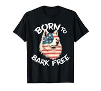 Divertente Samoiedo Cane Vintage Samoiedo Bandiera Americana Maglietta