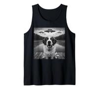 Divertente San Bernardo Selfie UFO Astronave Aliena Amante dei Cani Canotta