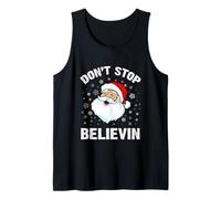 Divertente Santa Faccia Sorridente t-Shirt Don't Stop Believing Santa Canotta