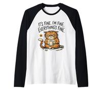 Divertente Sarcastico Amante dei Gatti Umorismo introverso Umore Totalmente fine Maglia con Maniche Raglan