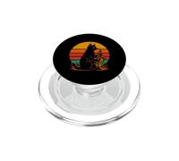Divertente sax gatto dicendo con l'estetica del tramonto PopSockets PopGrip per MagSafe