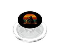 Divertente sax gatto dicendo con l'estetica del tramonto PopSockets PopGrip per MagSafe