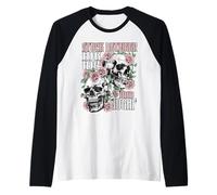 Divertente Scheletro bloccato tra IDK IDC IDGAF Halloween Maglia con Maniche Raglan