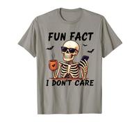 Divertente Scheletro Coffee Halloween Camicia Fun Fact I Don't Care Maglietta